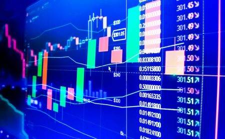 Currency exchange data graph and charts