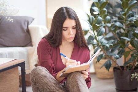 Woman Thinking Dreaming Concentration Project Concept