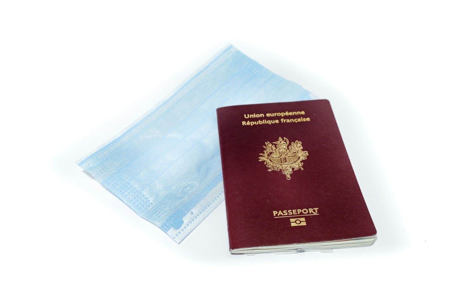 Closeup shot of a French passport isolated on white