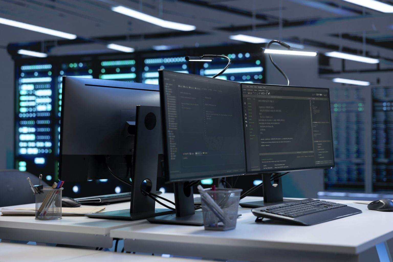 La gestion de matériel informatique lors d’un transfert d’entreprise Computers in data center facility used for managing rackmounts energy