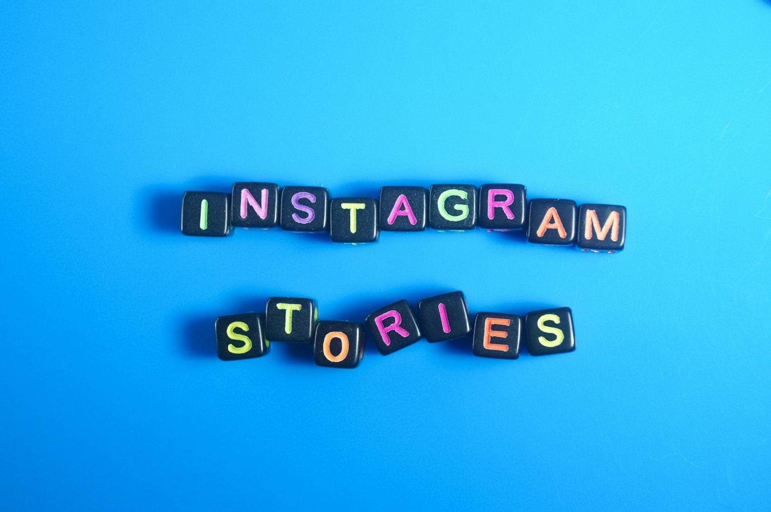 small black cube with the word Instagram stories.