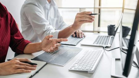 Two professional programmer cooperating and working on web site