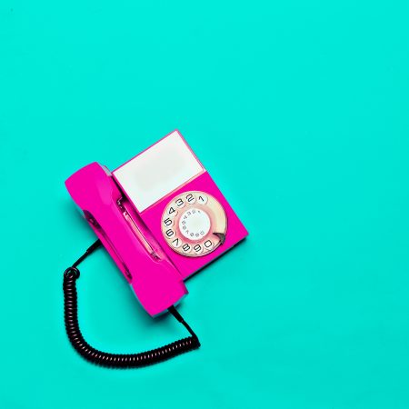 Vintage pink phone. Minimal design