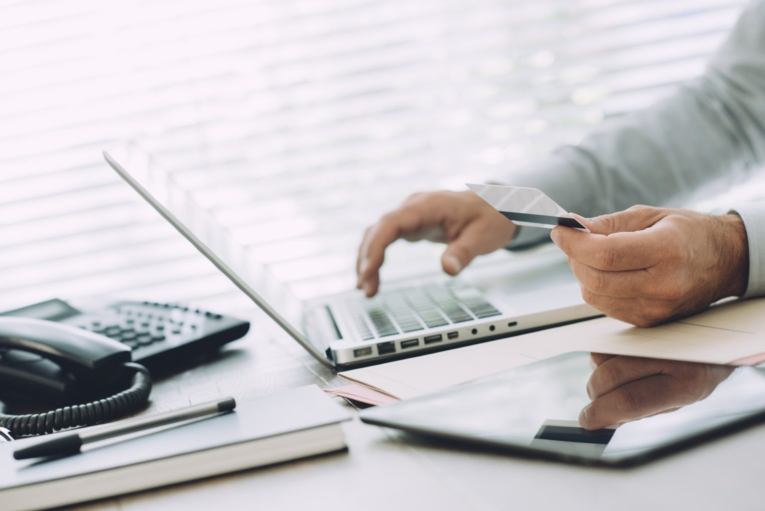 Businessman doing online banking