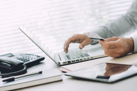 Businessman doing online banking