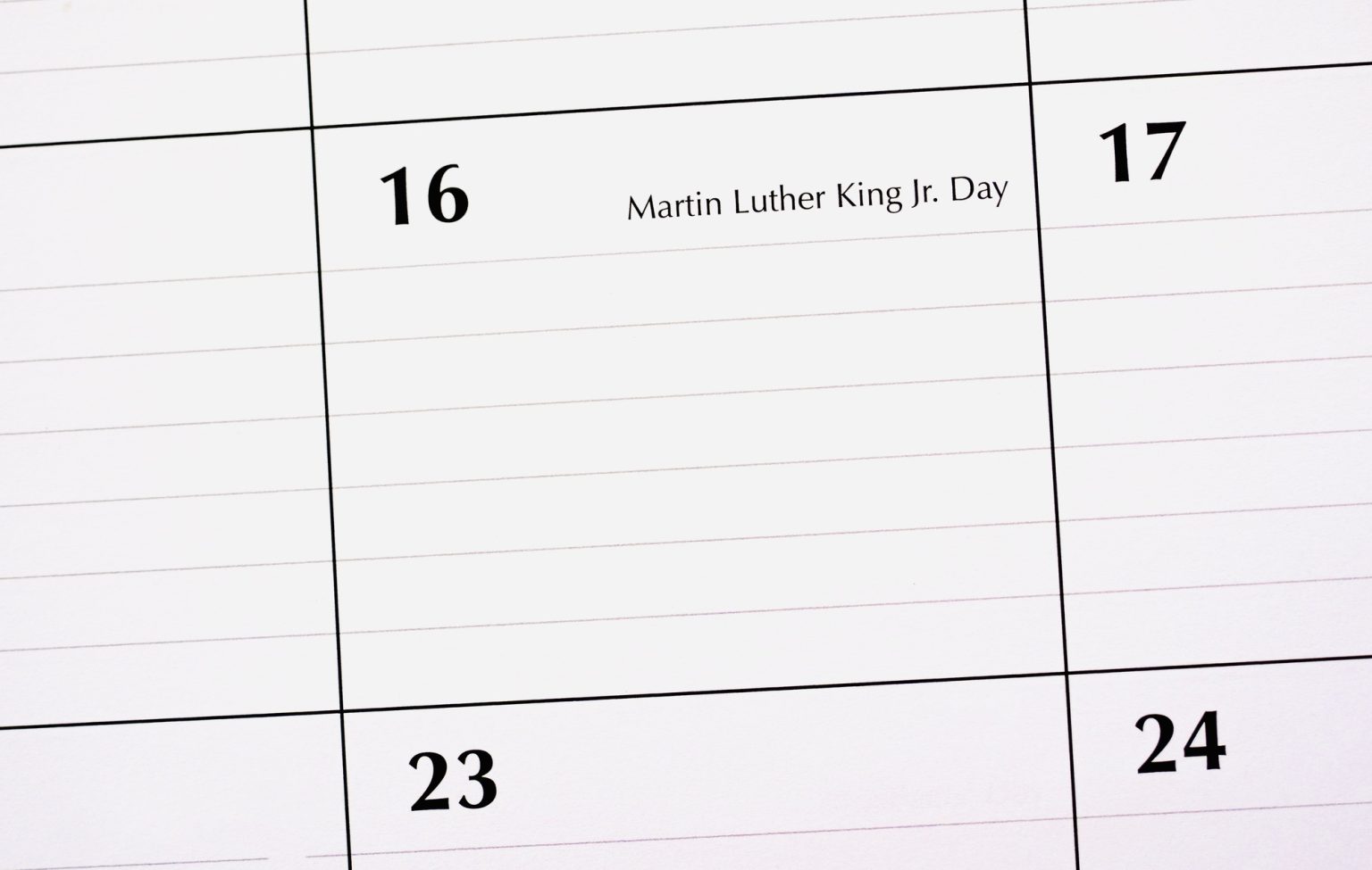 Closeup overhead view of a national holiday in January