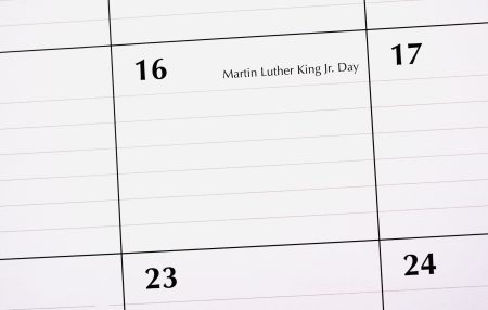 Closeup overhead view of a national holiday in January