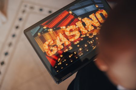 Young man on an online casino