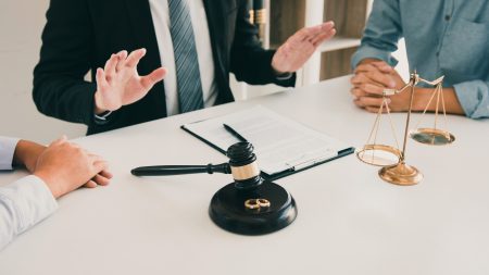 Lawyer is telling him to calm down as the sweetheart clients are going to file for divorce
