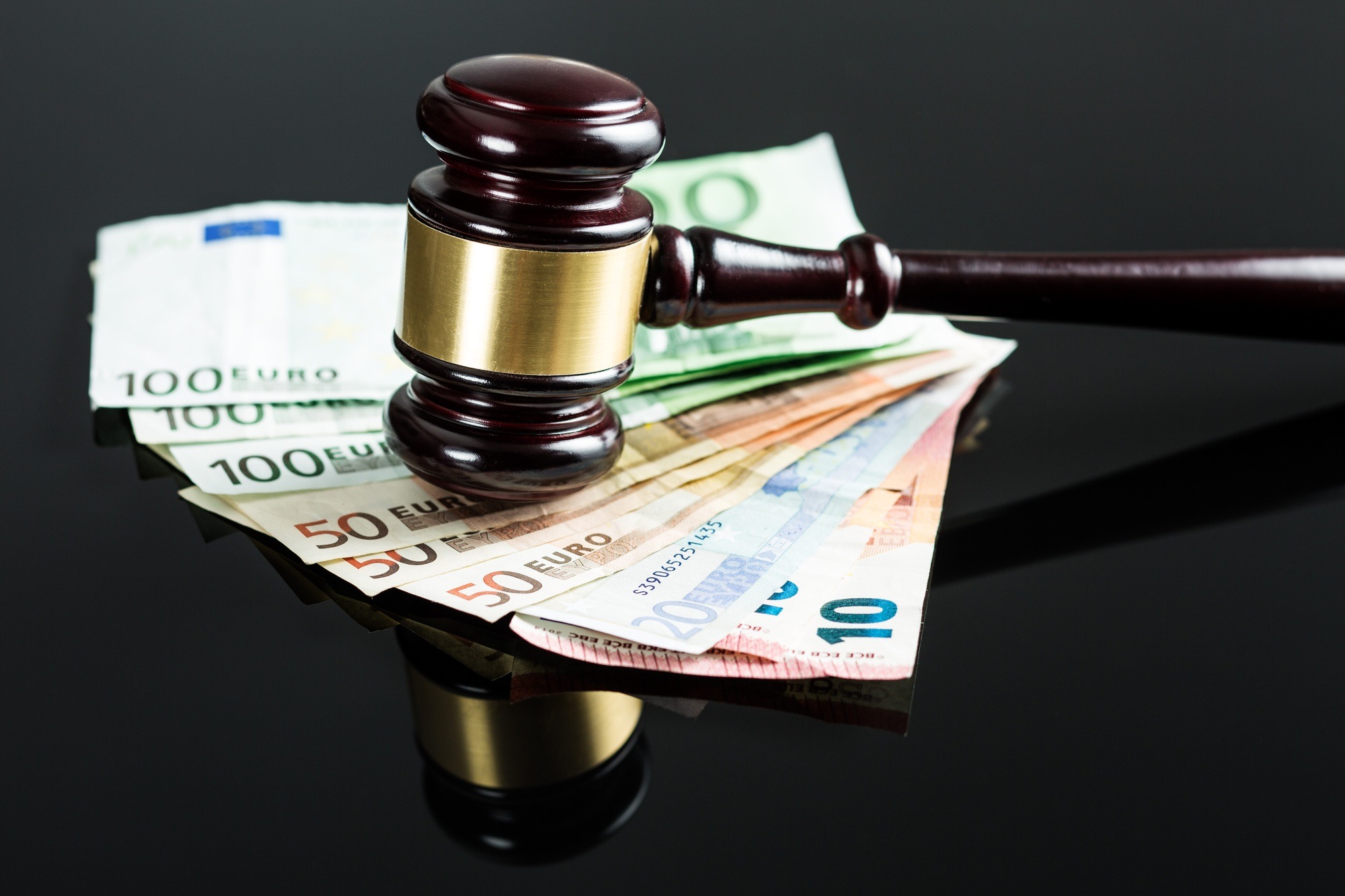 Gavel and euro money.
