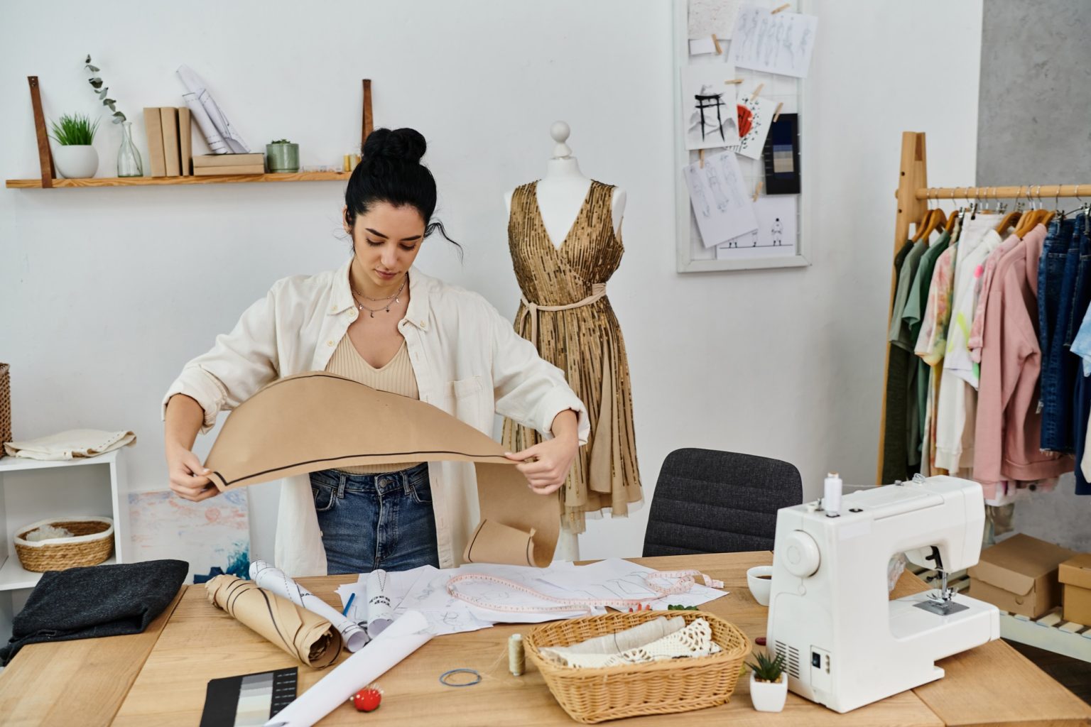 Creative Seamstress Crafting Eco-Friendly Fashion
