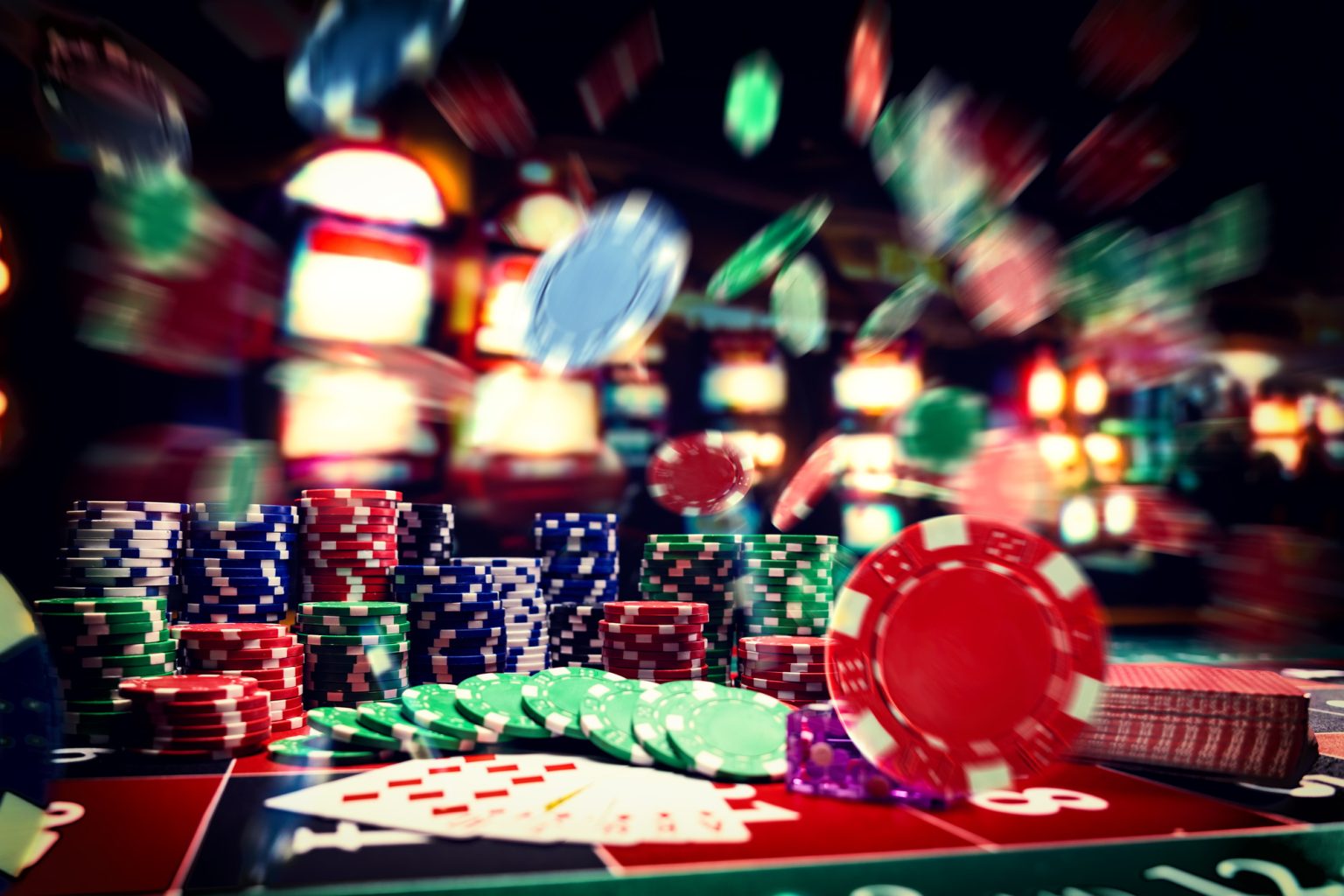 Casino set with Roulette, cards, dice and chips