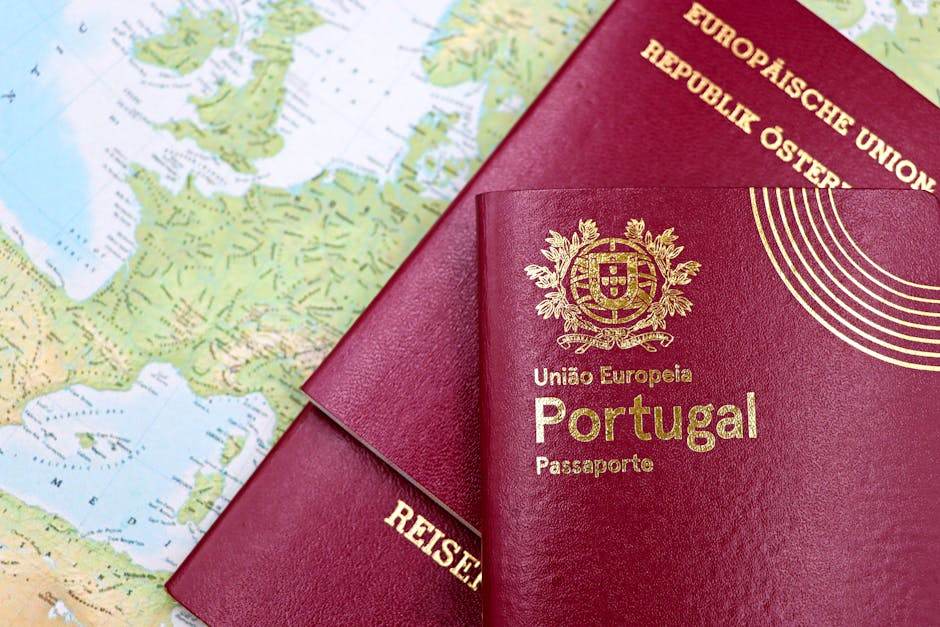 French passport and travel documents on a desk