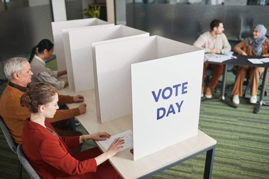 Town hall building with voting and civic administration concept