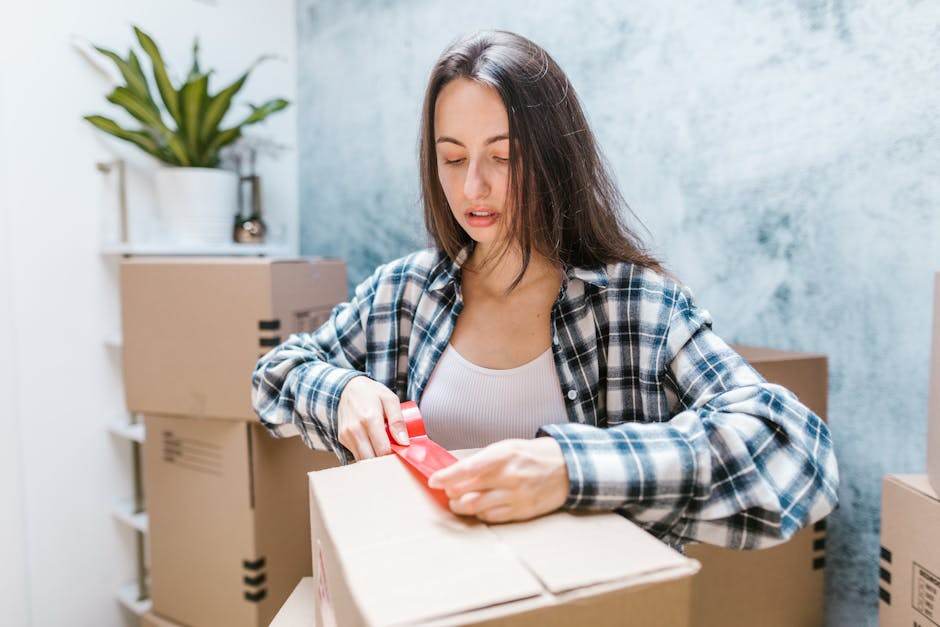 Moving boxes and household relocation paperwork on a table