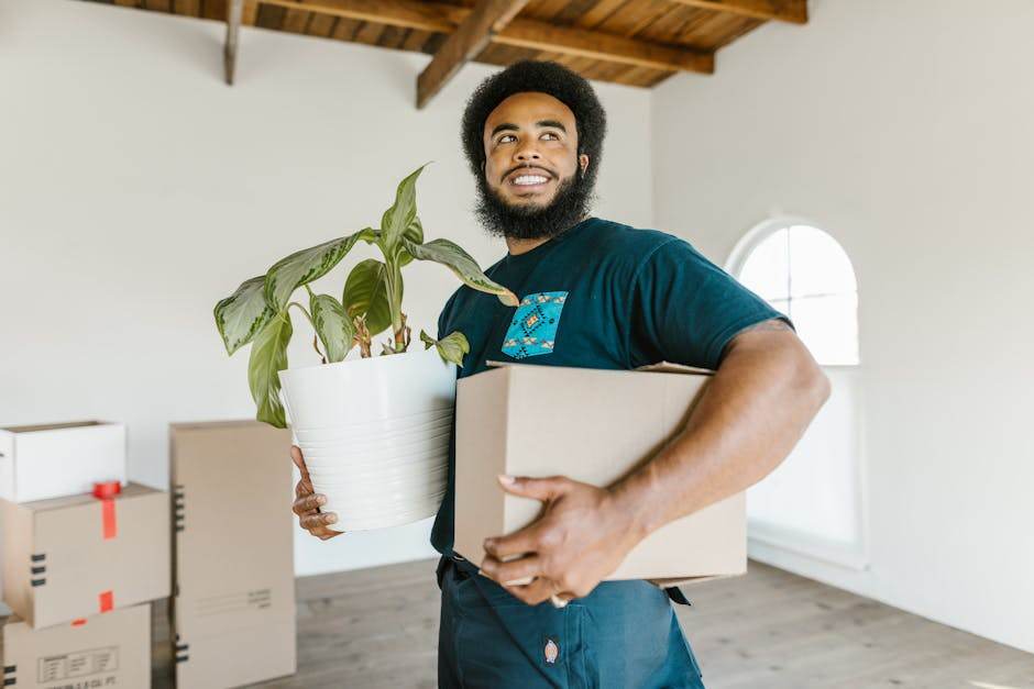 Person moving boxes during a home relocation