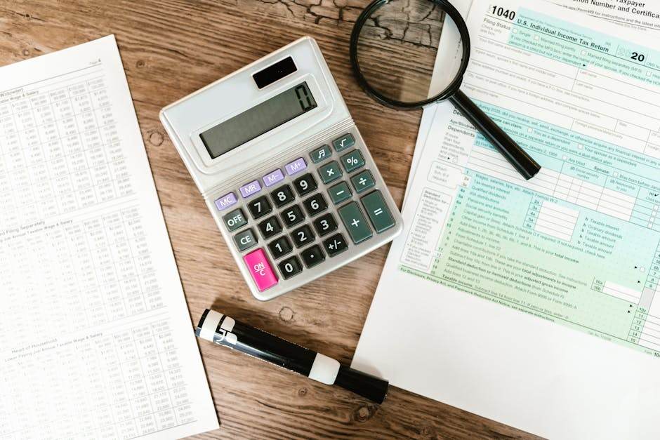 Financial documents and calculator for banking comparison