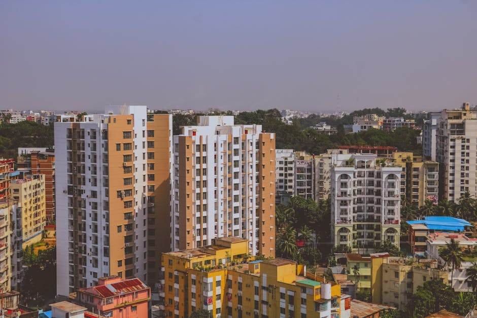 City apartment blocks seen from above