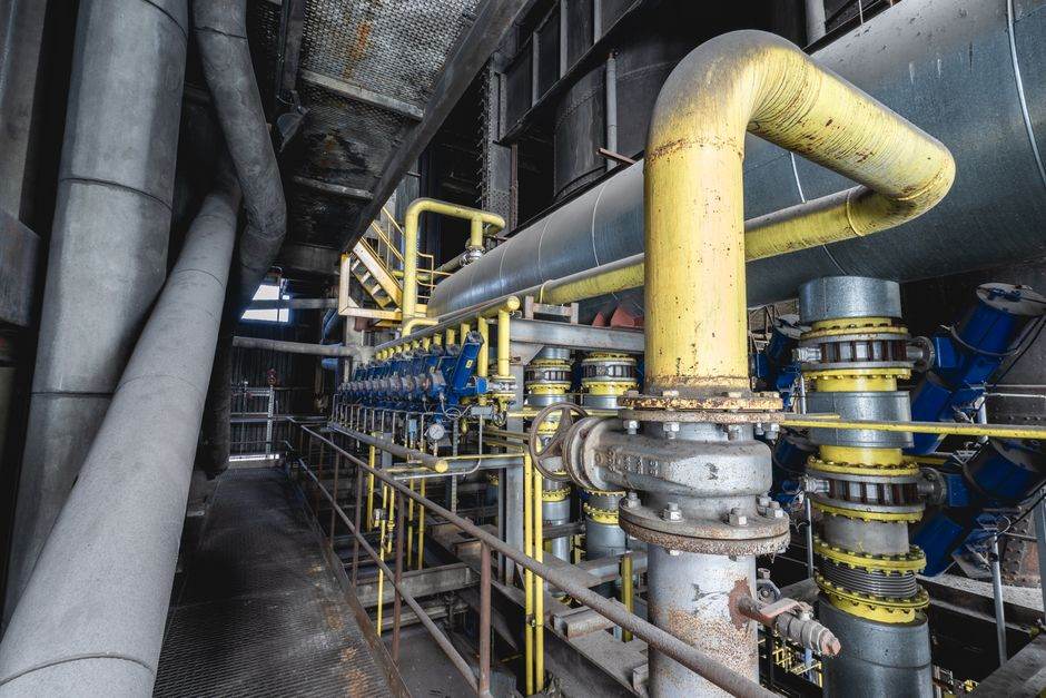 Natural gas pipeline infrastructure with pressure gauges