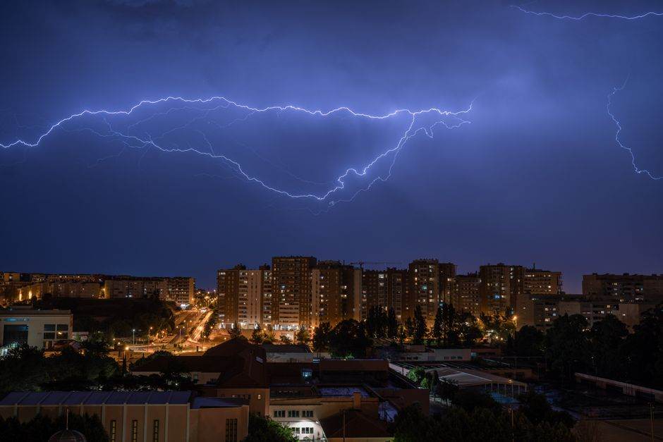 Dark city skyline during a major blackout