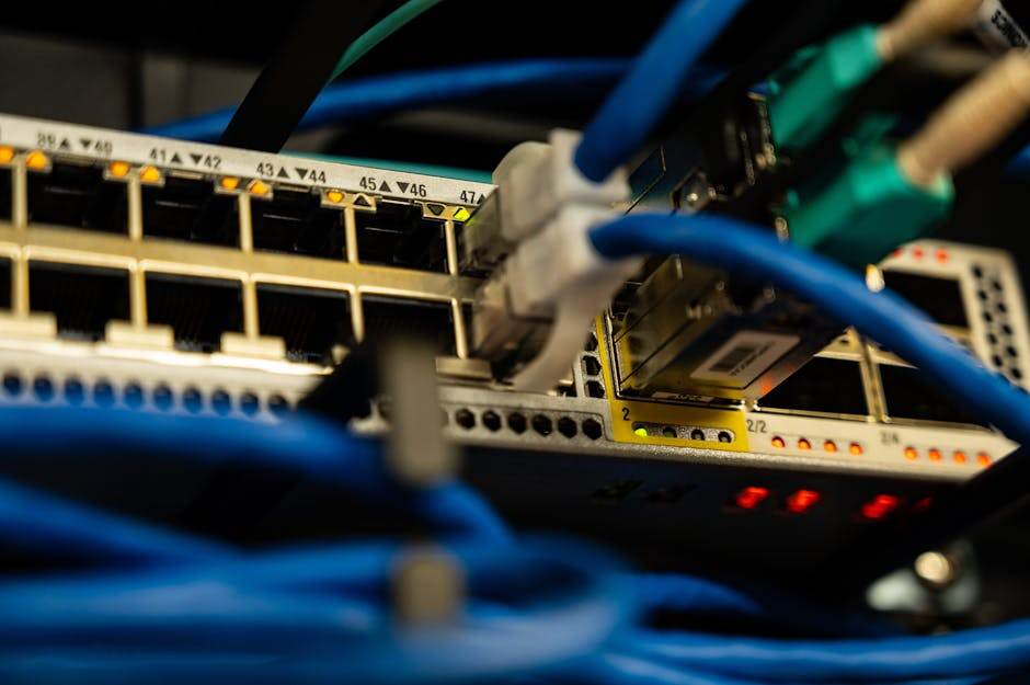 Modern internet router and home network equipment on a shelf