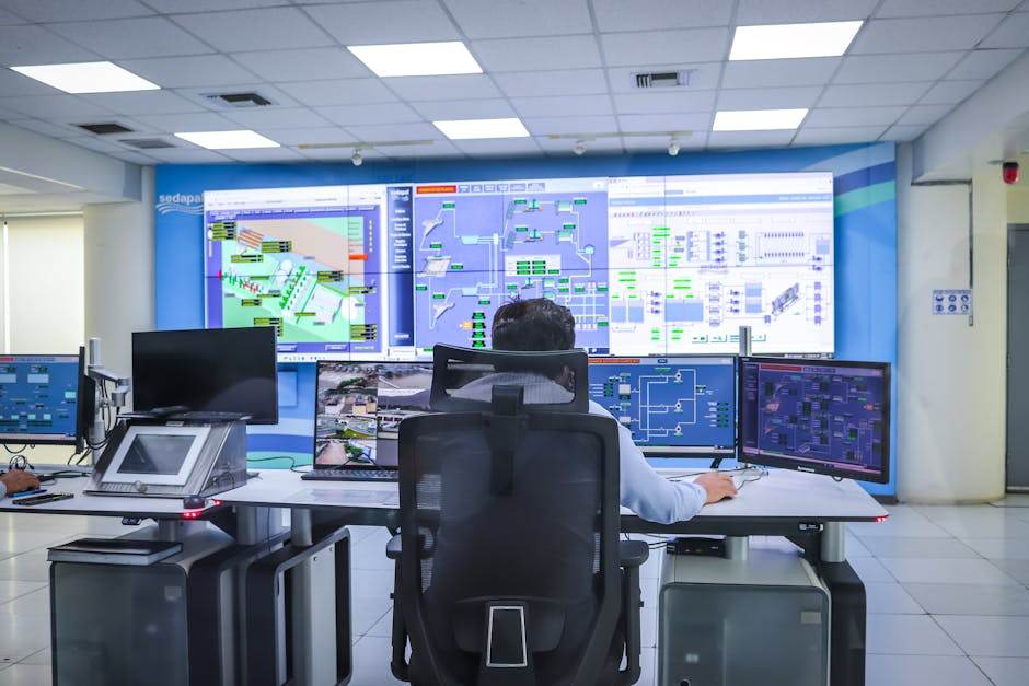 Control room operators monitoring nuclear reactor systems