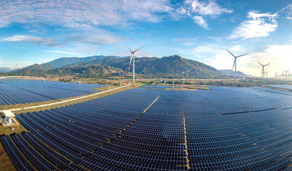 Renewable energy wind turbines and solar panels