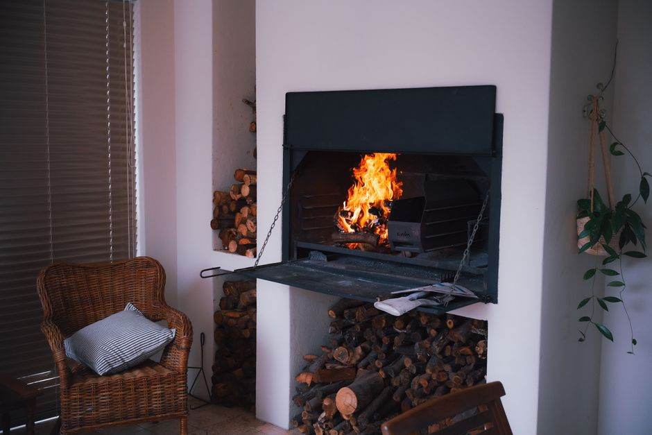 Household heating radiator in a living room