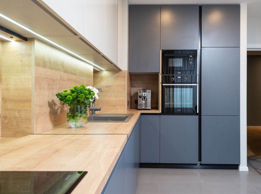 Modern electric oven in a kitchen during preheating
