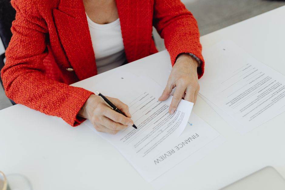 Person reviewing fixed energy contract documents
