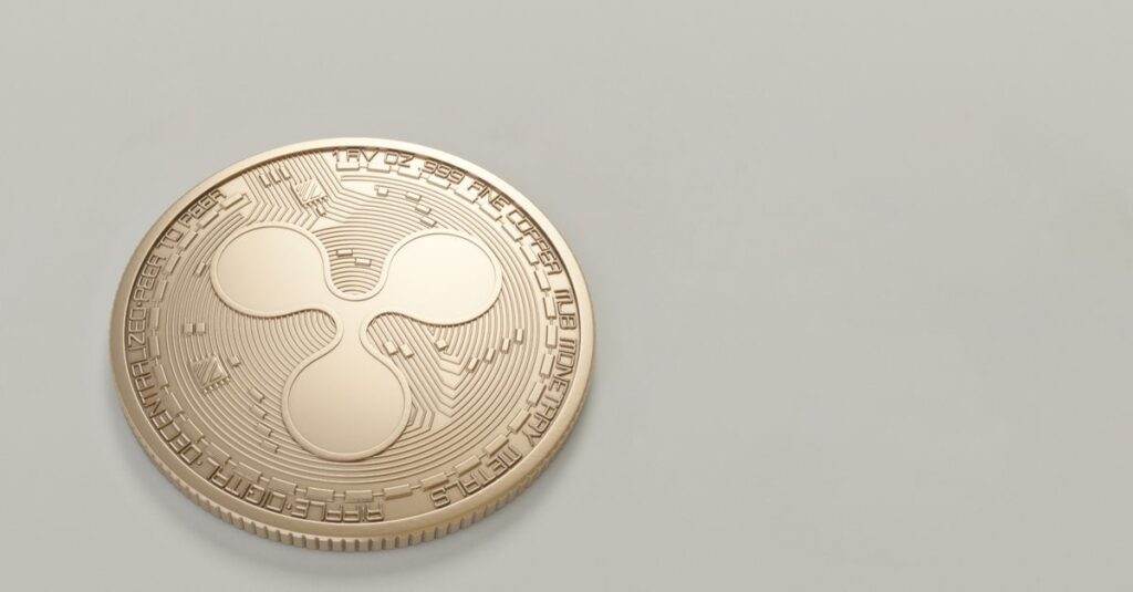 High-quality image of a Ripple (XRP) coin on a neutral backdrop, perfect for finance and cryptocurrency themes.