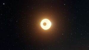 A captivating view of a solar eclipse set amidst a star-filled night sky.